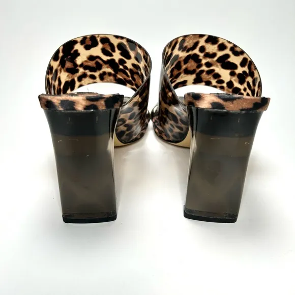 Zara Leopard Print Open Toed Heeled Mules | 39