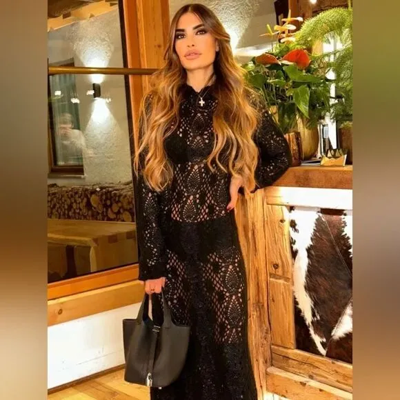 ZARA LIMITED EDITION LONG MAXI CROCHET DRESS