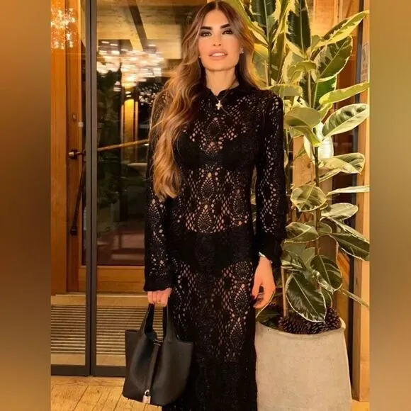 ZARA LIMITED EDITION LONG MAXI CROCHET DRESS