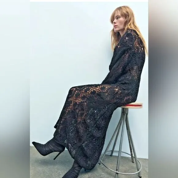 ZARA LIMITED EDITION LONG MAXI CROCHET DRESS