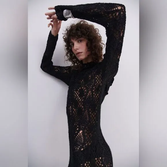 ZARA LIMITED EDITION LONG MAXI CROCHET DRESS