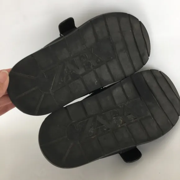 Zara Mens Black Leather Buckle Clogs Chunky Slide Sandal Slip On Shoes Mules
