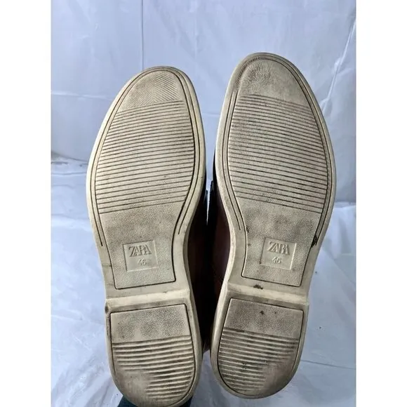 Zara Mens Oxfords Dress Shoes Lace Up Brown Derby EU 46  size 13  leather
