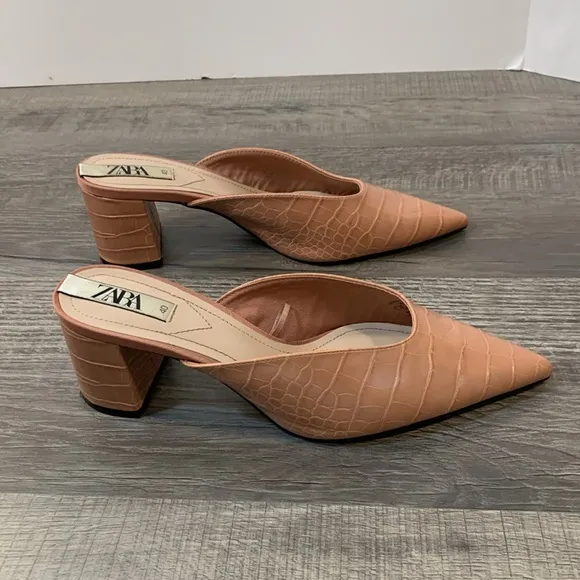 Zara pink reptile print mules size 40