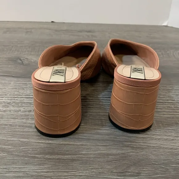 Zara pink reptile print mules size 40