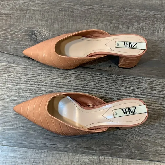 Zara pink reptile print mules size 40