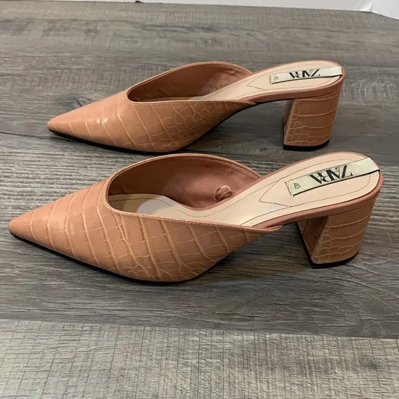 Zara pink reptile print mules size 40