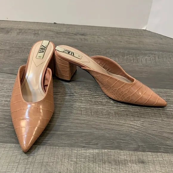 Zara pink reptile print mules size 40