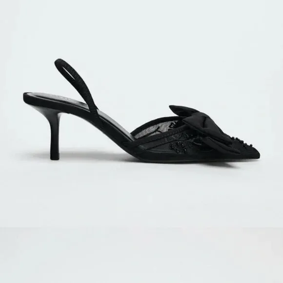 ZARA RHINESTONE HEELED SLINGBACKS