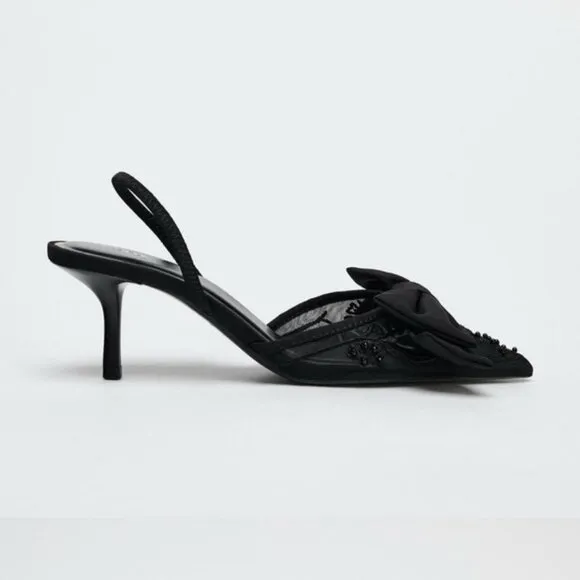 ZARA RHINESTONE HEELED SLINGBACKS
