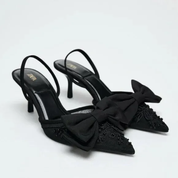 ZARA RHINESTONE HEELED SLINGBACKS