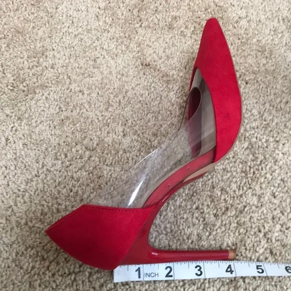 ZARA Size 36 red with vinyl pointed toe heels