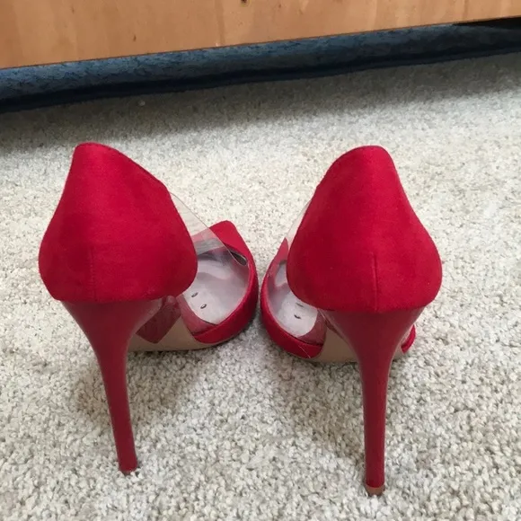 ZARA Size 36 red with vinyl pointed toe heels