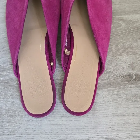 Zara V Vamp Women's Pink Fuschia Suede Slip-On Mules