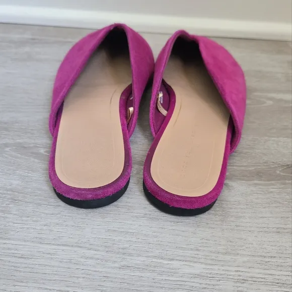 Zara V Vamp Women's Pink Fuschia Suede Slip-On Mules