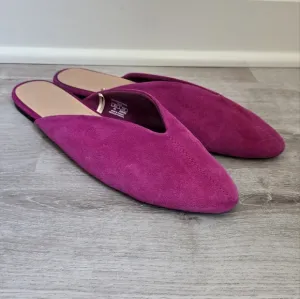 Zara V Vamp Women's Pink Fuschia Suede Slip-On Mules