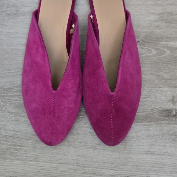 Zara V Vamp Women's Pink Fuschia Suede Slip-On Mules