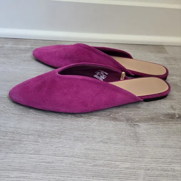 Zara V Vamp Women's Pink Fuschia Suede Slip-On Mules