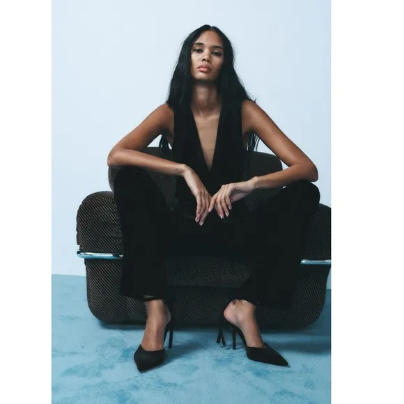 Zara VELVET LOOK BOW HIGH HEELS