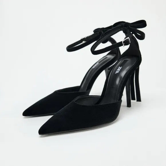 Zara VELVET LOOK BOW HIGH HEELS