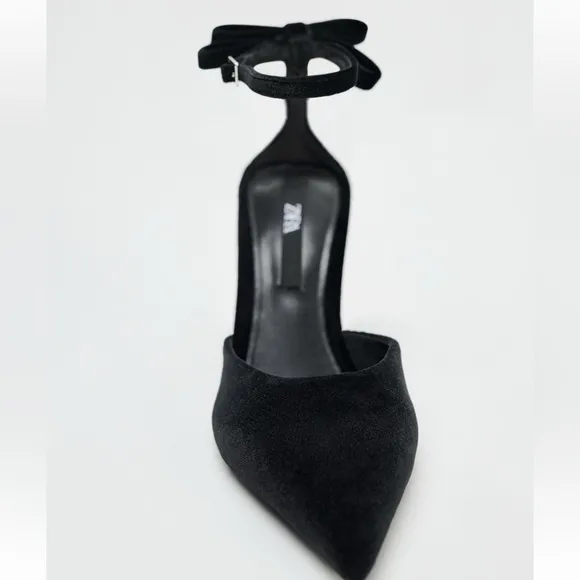 Zara VELVET LOOK BOW HIGH HEELS