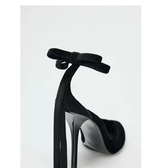 Zara VELVET LOOK BOW HIGH HEELS