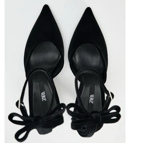 Zara VELVET LOOK BOW HIGH HEELS