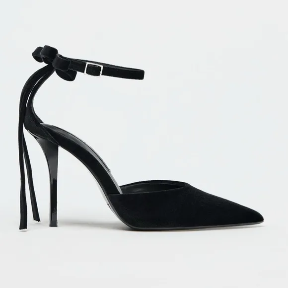 Zara VELVET LOOK BOW HIGH HEELS