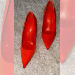 Zara Womens Size 39 Close Pointed Toe Stiletto High Heels Slip On Pumps Orange