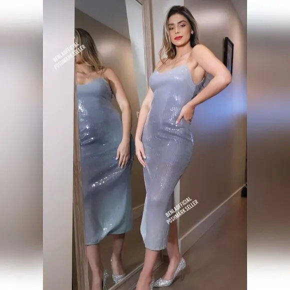 ZARA DEGRADE SEQUIN DRESS GRAY