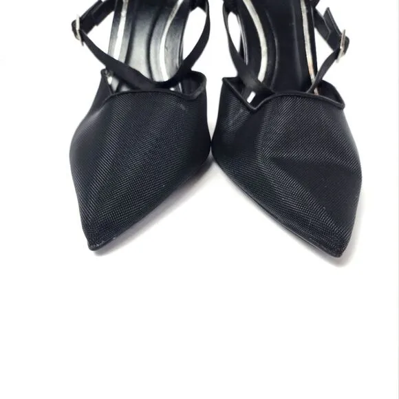 Zara Mesh Pointed Toe Black Heels Womens Size 38