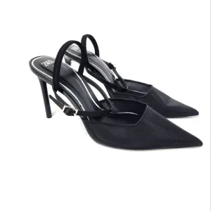 Zara Mesh Pointed Toe Black Heels Womens Size 38